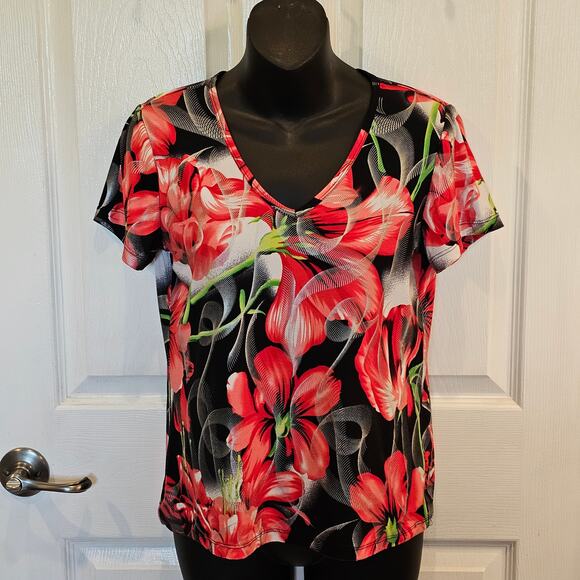 Peter Nygard Women's Dress Top Amaryllis Floral Lightweight Airy PM - Picture 7 of 7